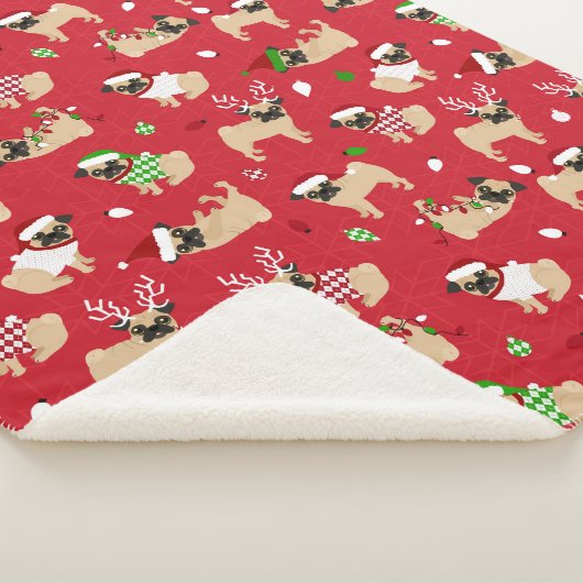 Kerstpugs Red Sherpa Deken (3/4)