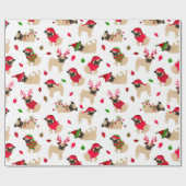 Kerstpugs White Cadeaupapier (Vlak)