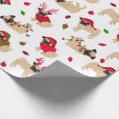 Kerstpugs White Cadeaupapier (Hoek)