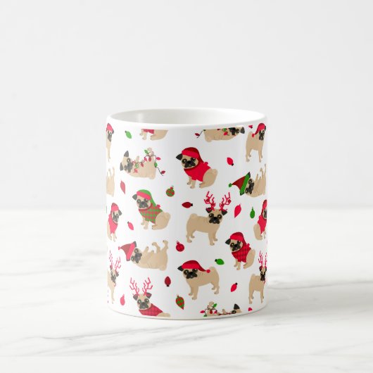 Kerstpugs White Koffiemok (Center)