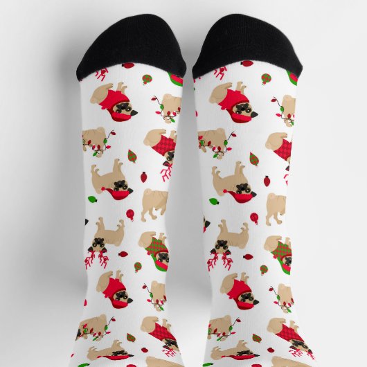 Kerstpugs White Sokken (Top)