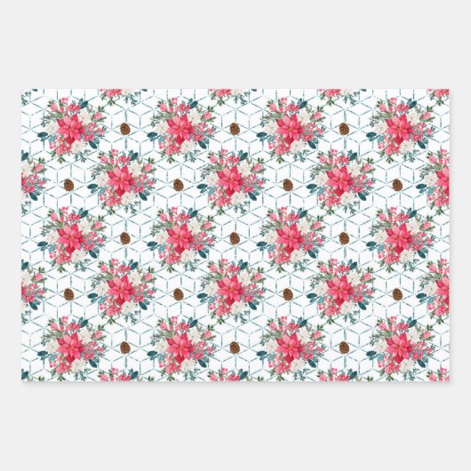 kerstpunaises en rode kardinaal-verlooppap inpakpapier vel (Voorkant 2)