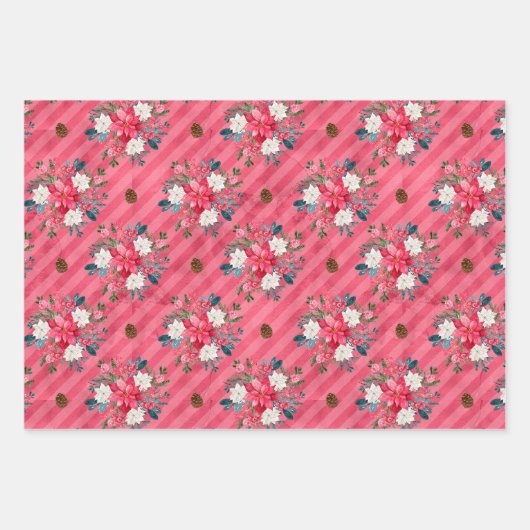 kerstpunaises en rode kardinaal-verlooppap inpakpapier vel (Voorkant)