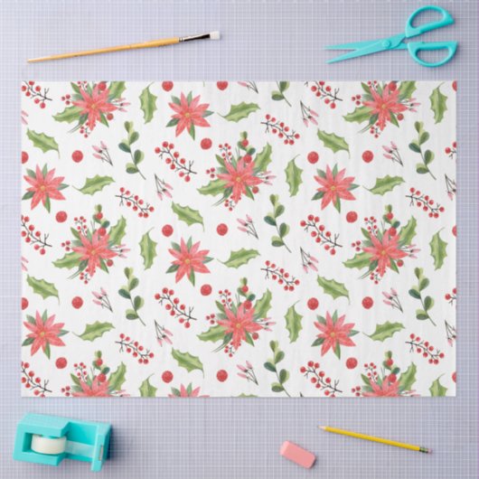 kerstpunsettia en feestelijke bessen tissuepapier (Craft)