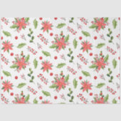 kerstpunsettia en feestelijke bessen tissuepapier (Voorkant)