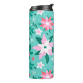 kerstpunsettia en holly-patroon thermosbeker (Gedraaid links)