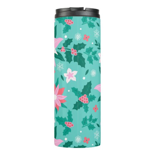 kerstpunsettia en holly-patroon thermosbeker (Achterkant)