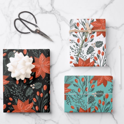 kerstpunsettia inpakpapier vel (Voorkant)