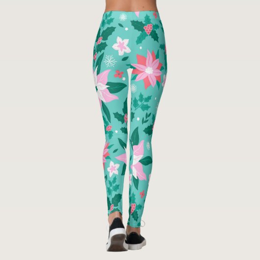 kerstpunsettia leggings (Achterkant)