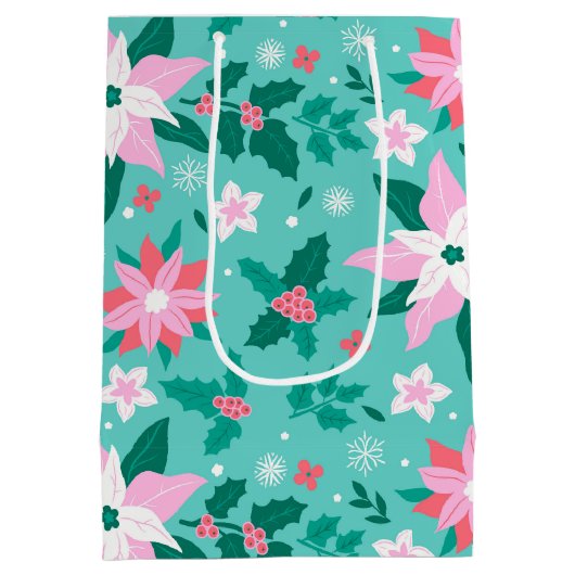 kerstpunsettia medium cadeauzakje (Achterkant)