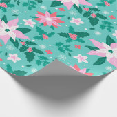 kerstpunsettia-modelbagage cadeaupapier (Hoek)