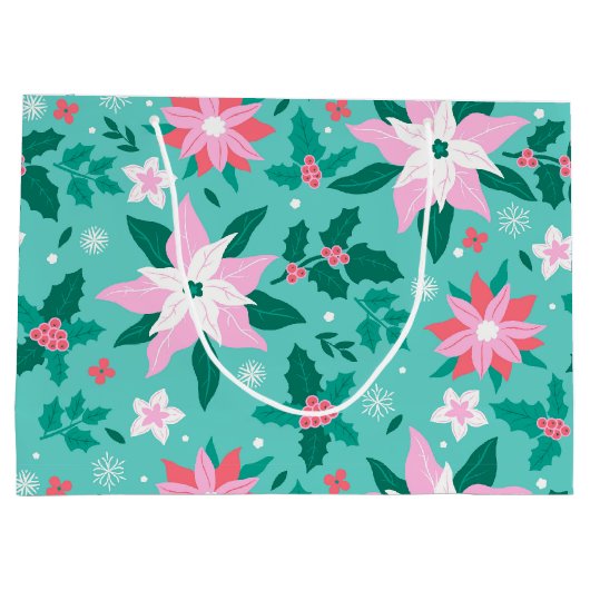 kerstpunsettia-modelbagage groot cadeauzakje (Achterkant)