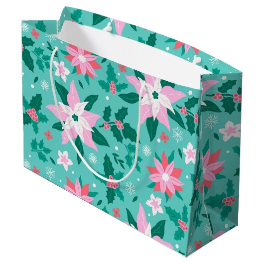 kerstpunsettia-modelbagage groot cadeauzakje (Achterkant Gekanteld)