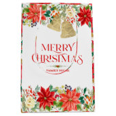 kerstpunsettia patroon en typografie medium cadeauzakje (Voorkant)