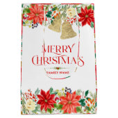 kerstpunsettia patroon en typografie medium cadeauzakje (Achterkant)