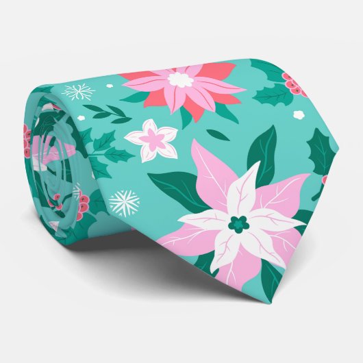 kerstpunsettia stropdas (Opgerold)