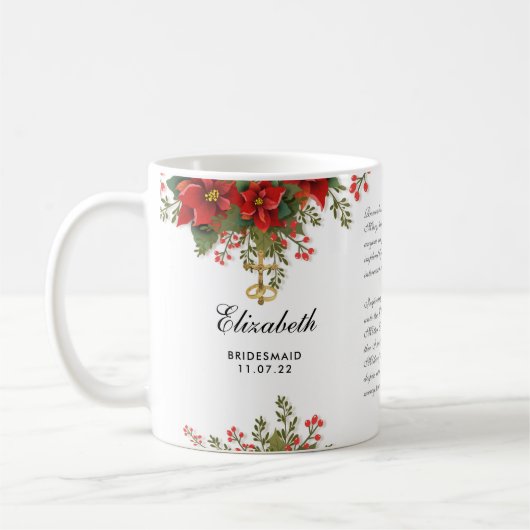 Kerstpunsettia Weddenschap Katholieke Bridesmaid Koffiemok (Links)