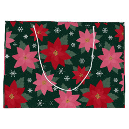Kerstpuntmutsen en Sneeuwvlok Cadeaubag Groot Cadeauzakje