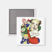 kerstpup in Stocking  Magnet (Voorkant / Achterkant)
