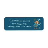 Kerstpuppy Blue return Address Labels (Voorkant)