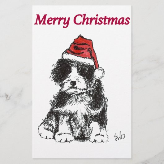 kerstpuppy briefpapier (Voorkant)