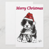 kerstpuppy briefpapier (Voorkant / Achterkant)