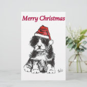 kerstpuppy briefpapier (Staand voorkant)