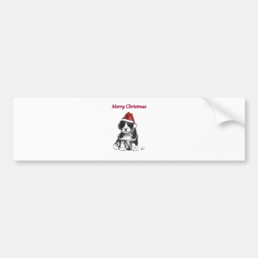 kerstpuppy bumpersticker (Voorkant)