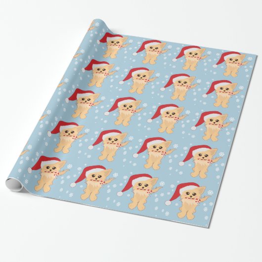 kerstpuppy cadeaupapier (Uitgerold)