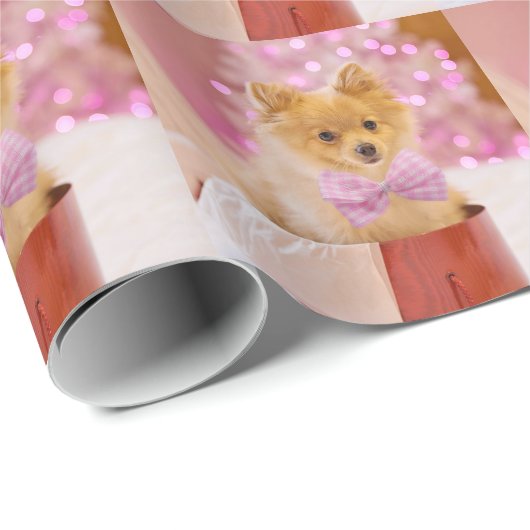kerstpuppy cadeaupapier (Rol Hoek)