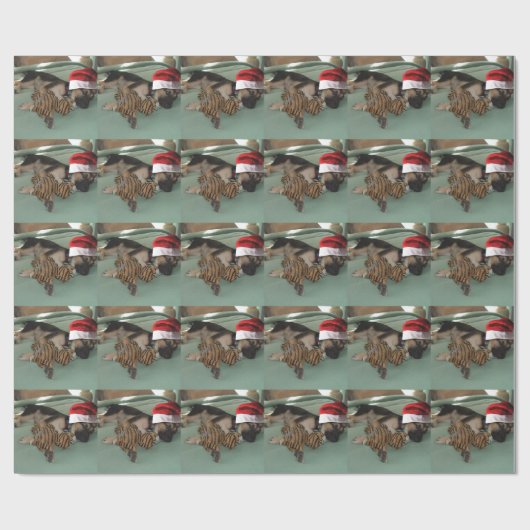 kerstpuppy cadeaupapier (Vlak)