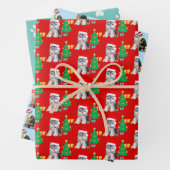 kerstpuppy dog, carolkat en poten inpakpapier vel (In situ)