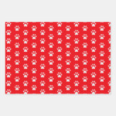 kerstpuppy dog, carolkat & poten op rood inpakpapier vel (Voorkant 3)