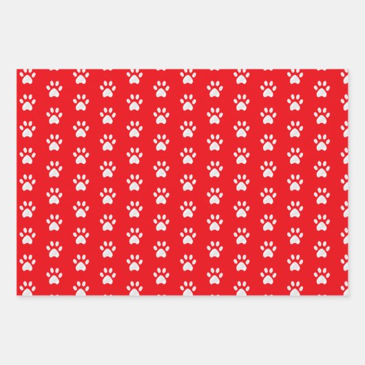 kerstpuppy dog, carolkat & poten op rood inpakpapier vel (Voorkant 3)