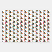 kerstpuppy dog, carolkat & poten op rood inpakpapier vel (Voorkant 2)