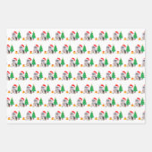 kerstpuppy dog, carolkat & poten op rood inpakpapier vel (Voorkant)