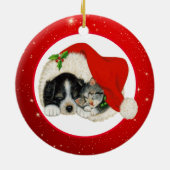 Kerstpuppy en Kitten Keramisch Ornament (Achterkant)
