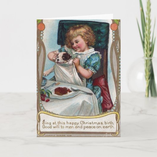 kerstpuppy feestdagen kaart (Voorkant)