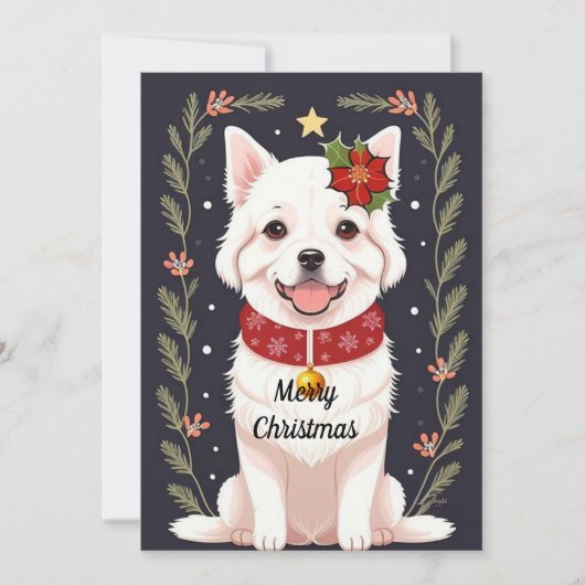 Kerstpuppy Feestdagenkaart (Voorkant)