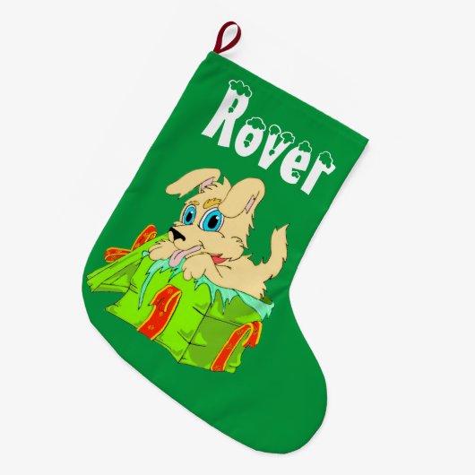 kerstpuppy grote kerstsok (Voorkant (Hangend))