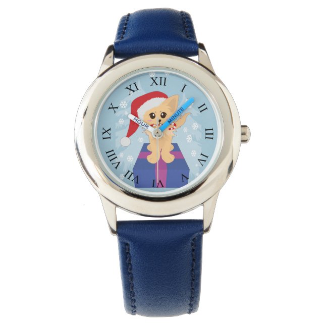 kerstpuppy horloge (Voorkant)