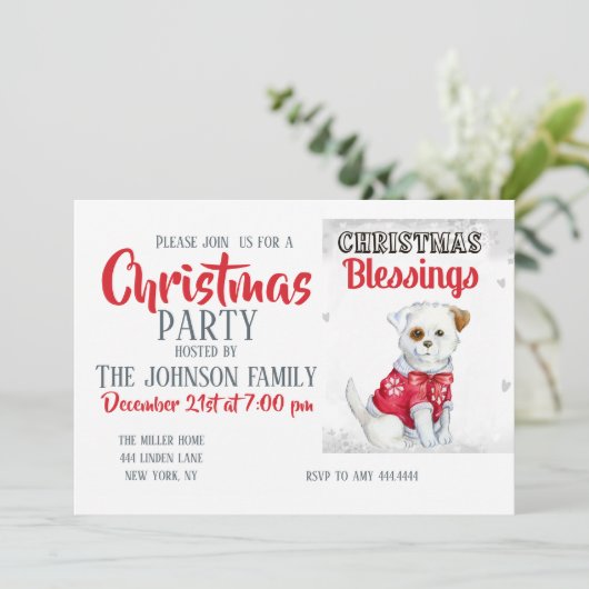 kerstpuppy kaart (Staand voorkant)