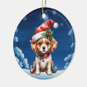 kerstpuppy keramisch ornament (Links)