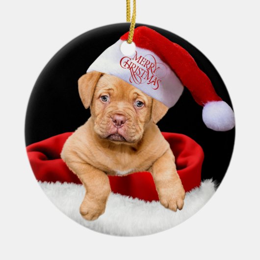kerstpuppy keramisch ornament (Voorkant)
