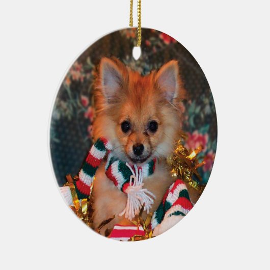 kerstpuppy keramisch ornament (Rechts)