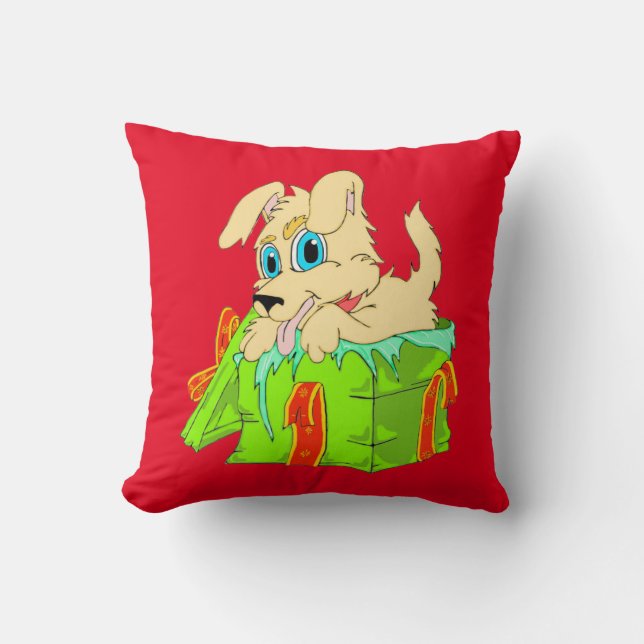 kerstpuppy kussen (Voorkant)