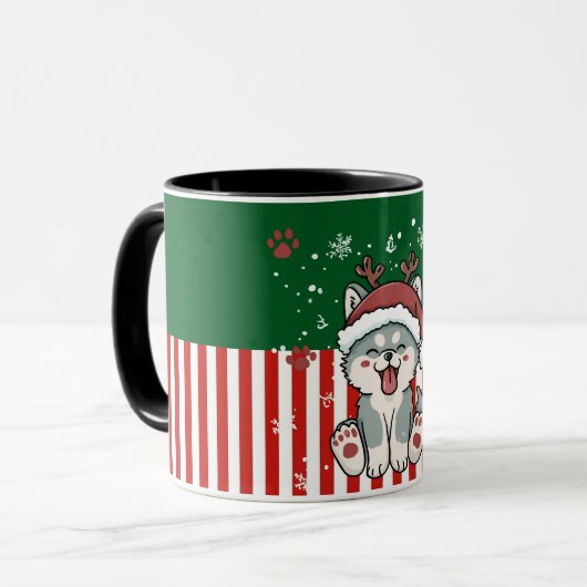 Kerstpuppy met Gewei Mok (Voorkant links)