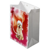 Kerstpuppy met gulden recever medium cadeauzakje (Voorkant Gekanteld)