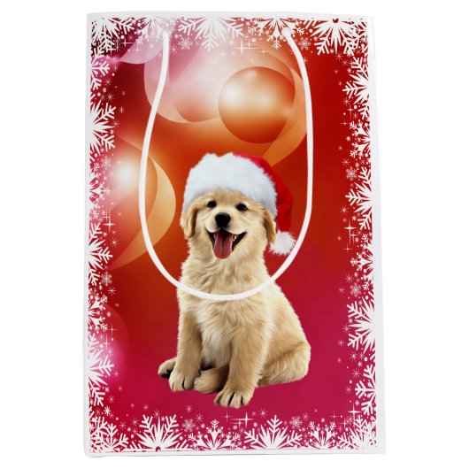 Kerstpuppy met gulden recever medium cadeauzakje (Voorkant)