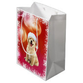 Kerstpuppy met gulden recever medium cadeauzakje (Achterkant Gekanteld)